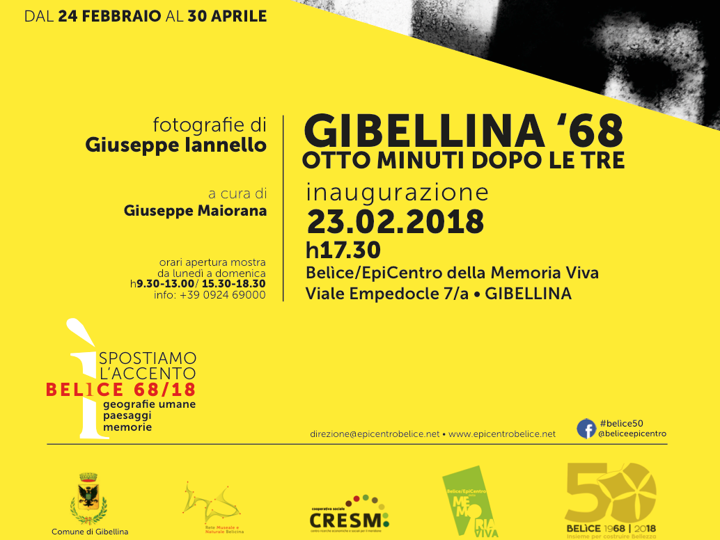Immagine articolo: "GIBELLINA '68 - Otto minuti dopo le tre". Venerdì 23 Febbraio la mostra fotografica di Giuseppe Iannello a Belìce/EpiCentro della Memoria Viva_CRESM