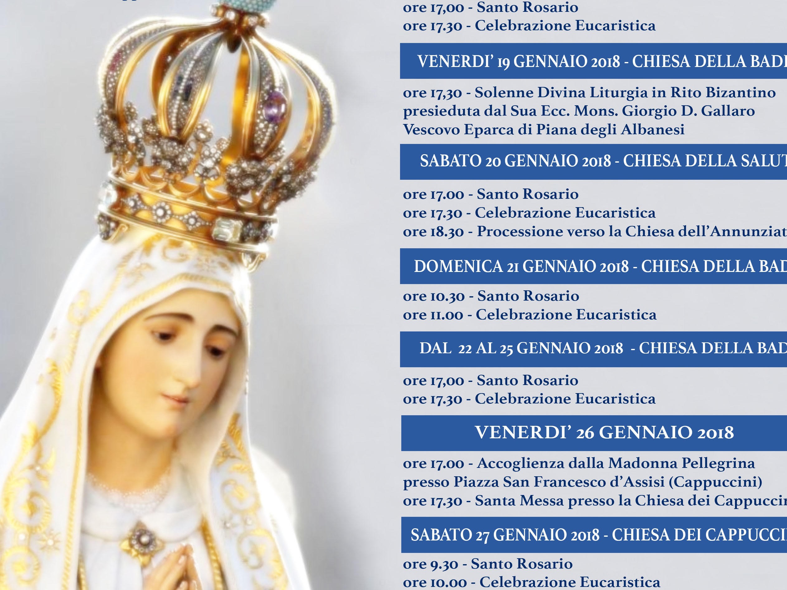 Immagine articolo: La statua della Madonna di Fatima sarà a Castelvetrano. Domenica l'arrivo
