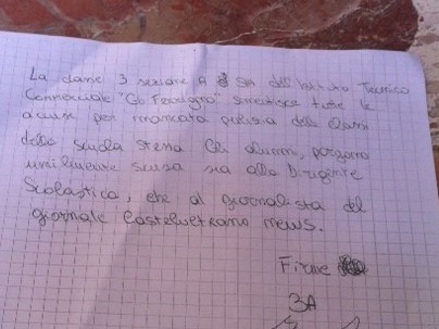 La Preside del Ferrigno replica agli alunni: 