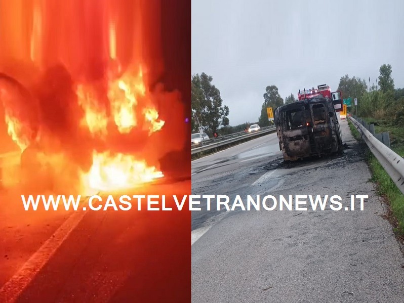 Immagine articolo: Furgone in fiamme sulla A29 nei pressi dello svincolo di Santa Ninfa Immagine articolo: Furgone in fiamme sulla A29 nei pressi dello svincolo di Santa Ninfa