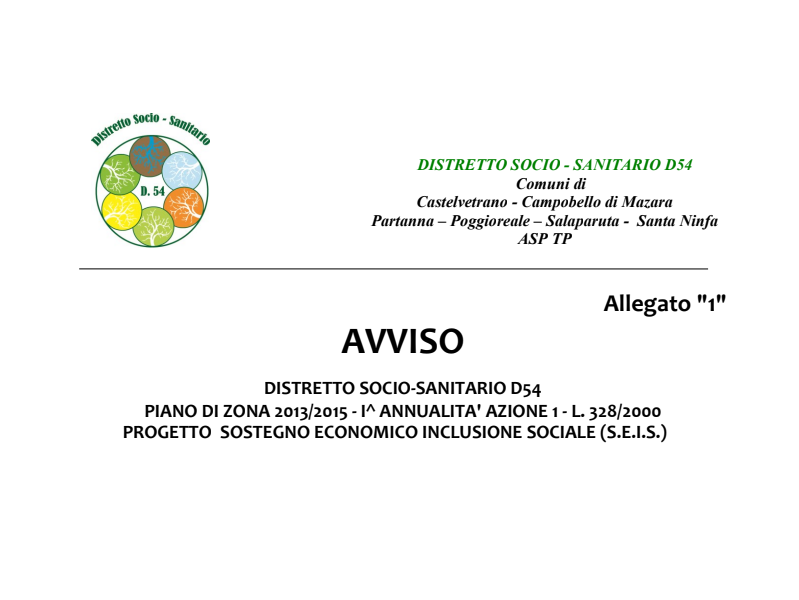 Immagine articolo: Castelvetrano, progetto S.E.I.S. Termini e modalità di partecipazione al Sostegno Economico Immagine articolo: Castelvetrano, progetto S.E.I.S. Termini e modalità di partecipazione al Sostegno Economico