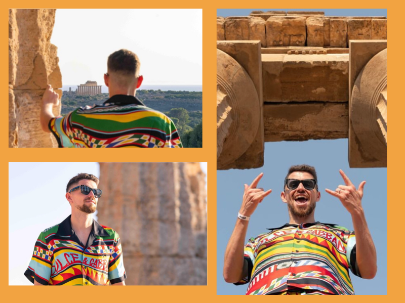 Immagine articolo: Il calciatore Jorginho al Parco Archeologico per il Gather Festival. Sui social le foto sotto il Tempio E