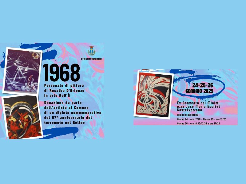 Immagine articolo: Mostra pittorica dell'artista castelvetranese Rosalba D'Arienzo, 24-26 gennaio Immagine articolo: Mostra pittorica dell'artista castelvetranese Rosalba D'Arienzo, 24-26 gennaio