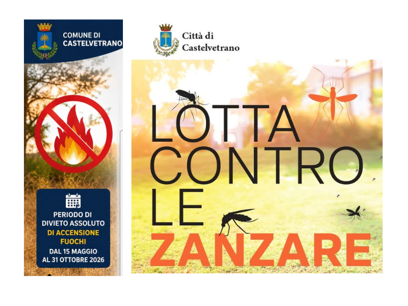 Immagine articolo: Castelvetrano, ordinanze per incendi e zanzare: obblighi e divieti fino al 31 ottobre Immagine articolo: Castelvetrano, ordinanze per incendi e zanzare: obblighi e divieti fino al 31 ottobre