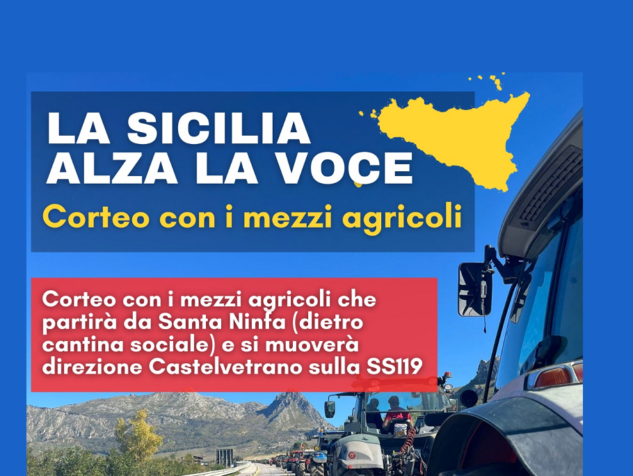 Immagine articolo: Corteo con mezzi agricoli da Santa Ninfa a Castelvetrano domani 27 febbraio