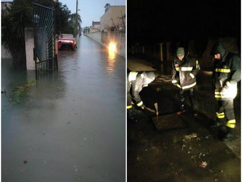 Immagine articolo: Allerta meteo arancione, strade e abitazioni allagate in zona Tonnarella. Vigili del fuoco a lavoro