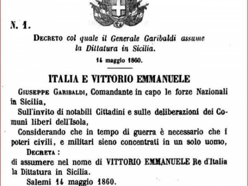 Immagine articolo: 156 anni fa Salemi veniva proclamata Capitale d'Italia. Era il 14 Maggio 1860