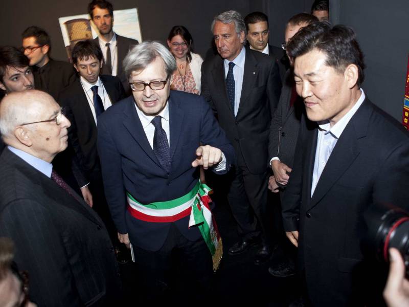 In foto Vittorio Sgarbi e il Presidente della Repubblica Giorgio Napolitano all'interno del Polo Museale di Salemi